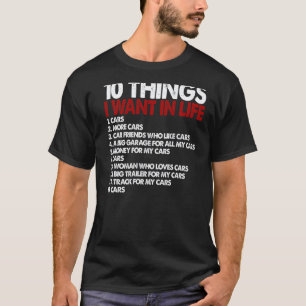 T-shirt Mécanicien Auto Mec Auto 10 choses que je veux da