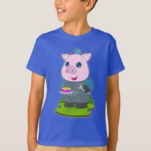 T-shirt Mécanicien d'anniversaire de porc (Devant)