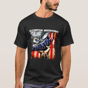T-shirt Mécanicien d'ascenseur Drapeau Américain