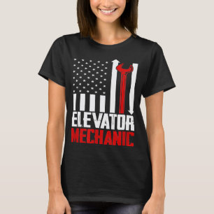 T-shirt Mécanicien d'ascenseur Drapeau des États-Unis pour