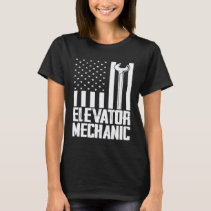 T-shirt Mécanicien d'ascenseur Drapeau Usa Pour Monteur d'
