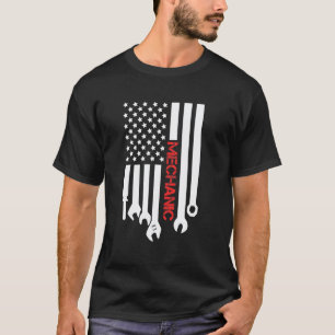 T-shirt Mécanicien Drapeau Usa 4 Juillet Fête Américaine