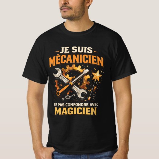 T-shirt Mécanicien Drôle Garage Mécano Magicien Humour (Devant)