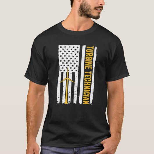 T-shirt Mécanicien éolienne garage Tech éolienne Drapeau a (Devant)