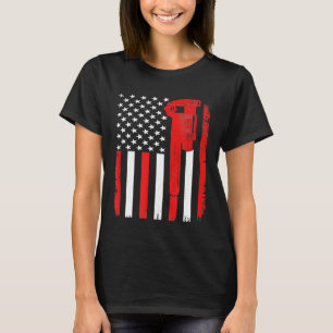 T-shirt Mécanique Cnc Outils Mécanique Usa Drapeau Handyma