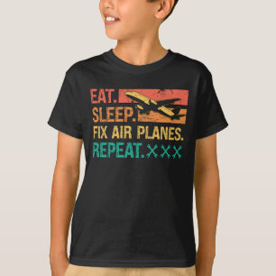 T-shirt Mécanique de l'aéronef Mangez le sommeil Fixer les
