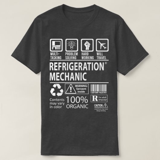 T-shirt Mécanique de réfrigération Multitâche Poste-cadeau (Design devant)