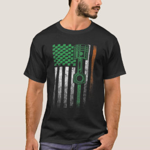 T-shirt Mécanique Garage de voiture Irlandais Drapeau Amér