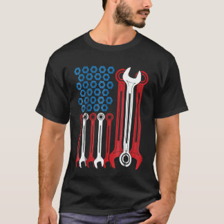 T-shirt Mécanique Patriotique Mécanique Usa American Flag