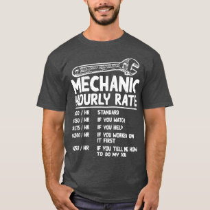 T-shirt Mécanique Taux Horaire Funny Car Motorcycle Travai
