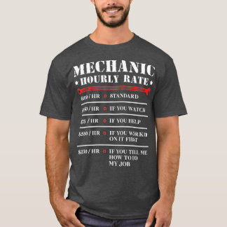 T-shirt Mécanique Taux Horaire Funny Car Motorcycle Travai