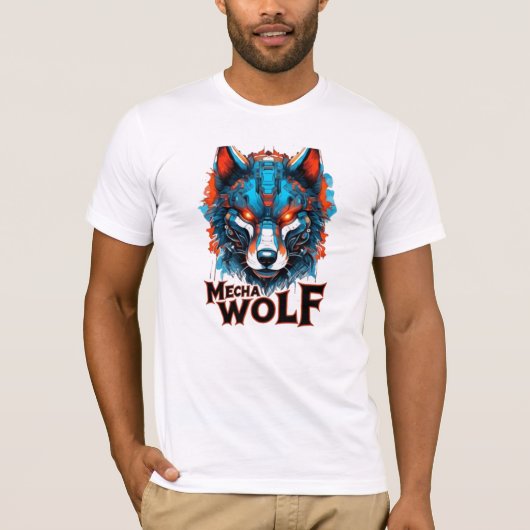 T-shirt Mecha Wolf Head – Futuristic Cyberpunk Wolf Design (Devant)