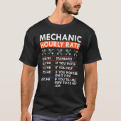 T-shirt Mechanic Hourly Rate Wrench Piston Garage Labor Ra (Devant)