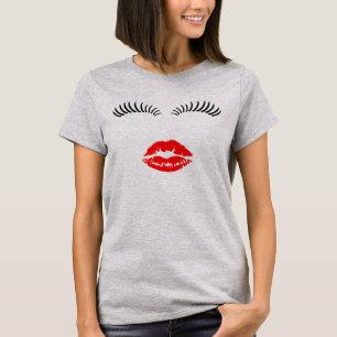 T-shirt Mèches d'oeil de dames et baiser de rouge à lèv