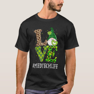 T-shirt Med Tech Love Jour de la Saint Patrick Gnome Leopa