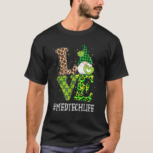 T-shirt Med Tech Love Jour de la Saint Patrick Gnome Leopa (Devant)