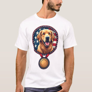 T-shirt Médaille de Golden Retriever Patriotique Tee Vinta