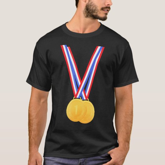 T-shirt Médailles D'Or Drôle Pour Les Gagnants Et Les Cham (Devant)