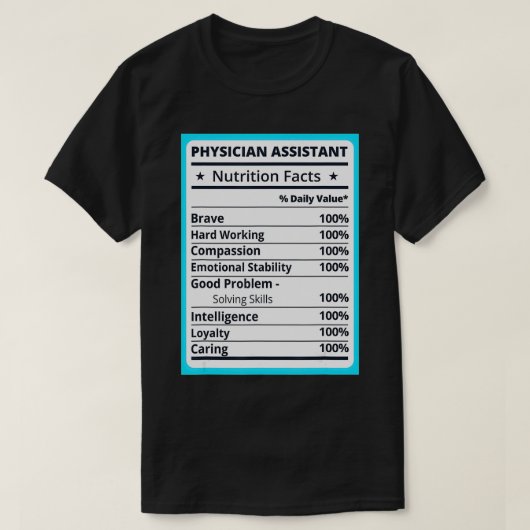 T-shirt Médecin Assistant Nutrition Facts (Design devant)