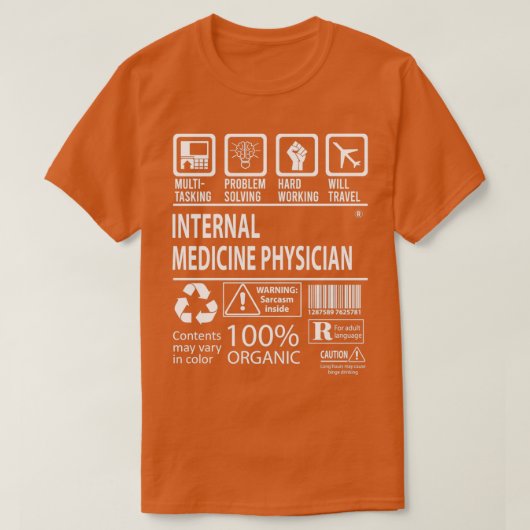 T-shirt Médecin interne Multi-Tâche Certifié (Design devant)