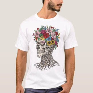 T-shirt médecin vintage anatomie crâne fleuriste