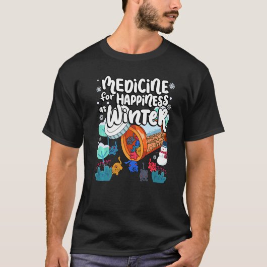 T-shirt Médecine Pour Le Bonheur À Hiver Chat Gummies Mate (Devant)