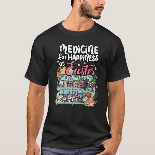 T-shirt Médecine pour le bonheur à Pâques Clowder Chats H (Devant)