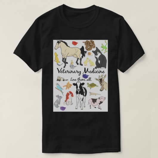 T-shirt Médecine Vétérinaire Aimez-Les Tous (Design devant)
