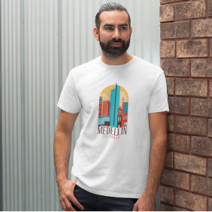 T-shirt Medellin Colombie Vintage Cityscape