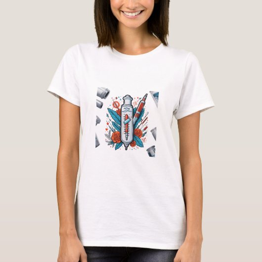 T-shirt Medical Vial Art – Syringe & Pill Bottle Wings Des (Devant)
