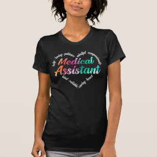T-shirt Médicale Assistant Coeur Mot Cloud Aquarelle