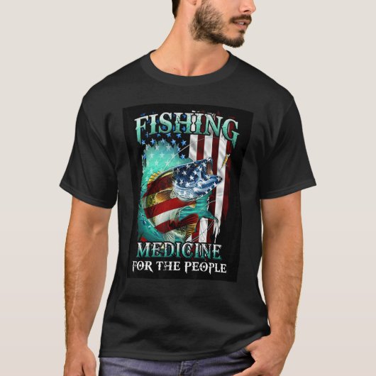 T-shirt Médicament de pêche pour le peuple É.-U. drapeau c (Devant)