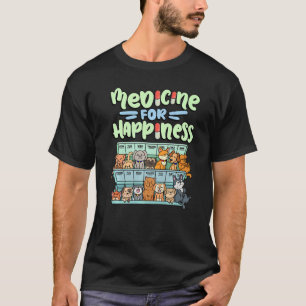 T-shirt médicament pour la boîte de pilules de bonheur ani