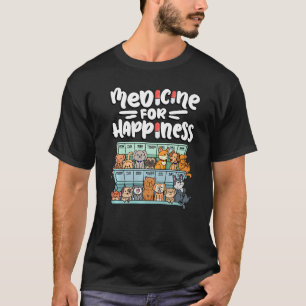 T-shirt médicament pour le bonheur boîte de pilule animaux