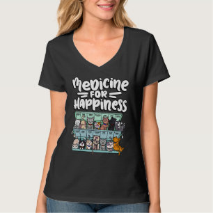 T-shirt médicament pour le bonheur boîte de pilule animaux