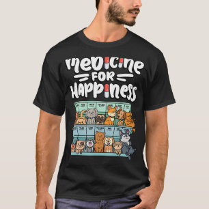 T-shirt médicament pour le bonheur boîte de pilule animaux