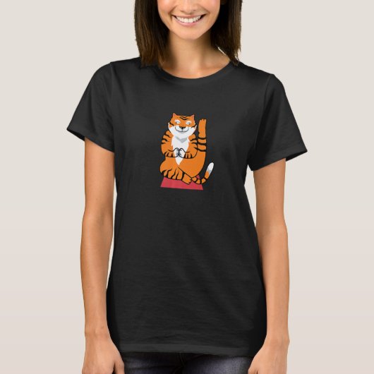 T-shirt Meditating statue tiger relaxation mindfulness yog (Devant)