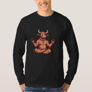 T-shirt Méditation Bull Yoga Pose Relaxant Animal