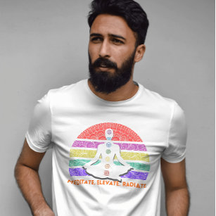 T-shirt Méditation de Chakra Yoga Coucher de soleil arc-en