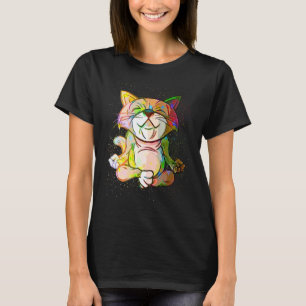 T-shirt Méditation de peinture colorée Yoga Relaxant Chat