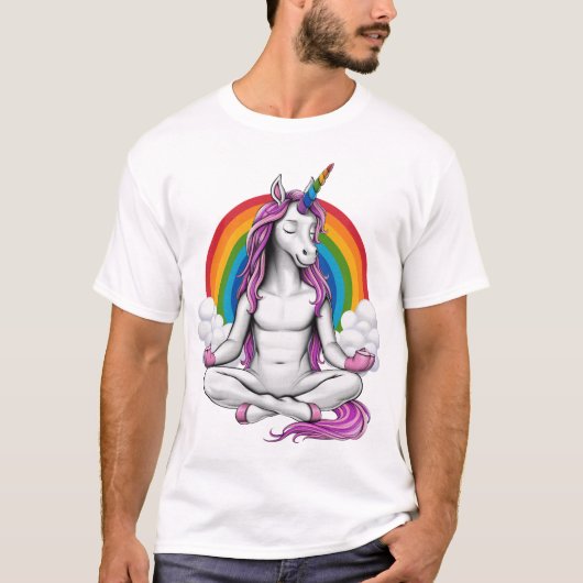 T-shirt Méditation de Yoga Unicorn (Devant)