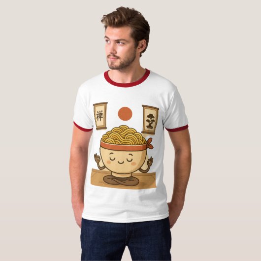 T-shirt Méditation des nouilles Zen (Devant entier)