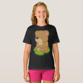 T-shirt Méditation du Yoga de l'ours (Devant entier)
