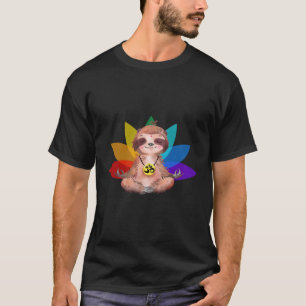 T-shirt Méditation Sloth Yoga Avec Rainbow Lotus
