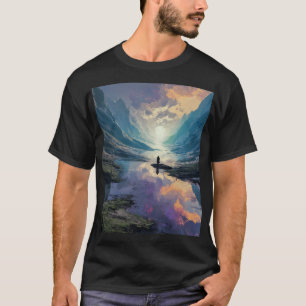 T-shirt Méditation surréaliste violet et bleu Dreamscape