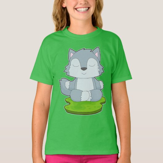 T-shirt Méditation Wolf Yoga Fitness (Devant)