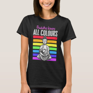 T-shirt Méditation zen Bouddha Yoga drapeau arc-en-ciel