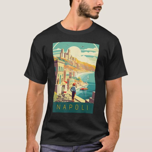 T-shirt Mediterranean Magic Naples Vintage Poster Art (Devant)