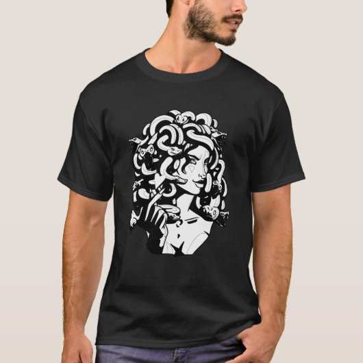 T-shirt Medusa Tête Serpent Cheveux Mythologie grecque Anc (Devant)
