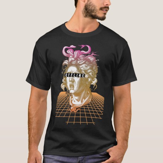 T-shirt Medusa Vaporwave Esthétique Ancienne Statue grecqu (Devant)